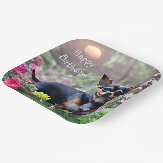 Happy Chihuahua Birthday Papieren Bordje (Gebogen)