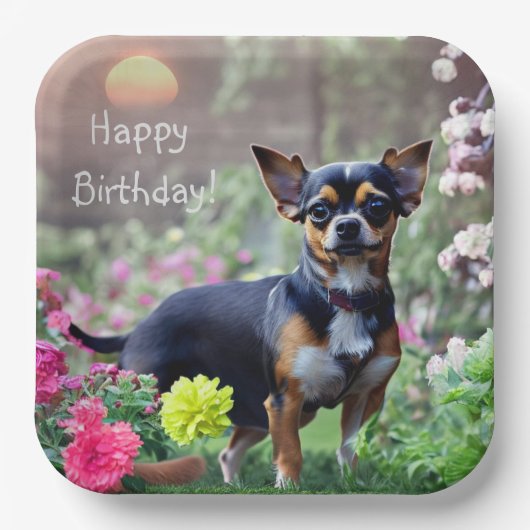 Happy Chihuahua Birthday Papieren Bordje (Voorkant)
