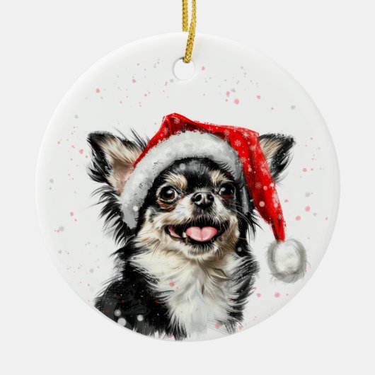 Happy Chihuahua Dog Christmas Personalized Keramisch Ornament (Voorkant)