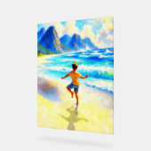Happy Child Freedom Dance op het strand Acryl Bord (Hoek)