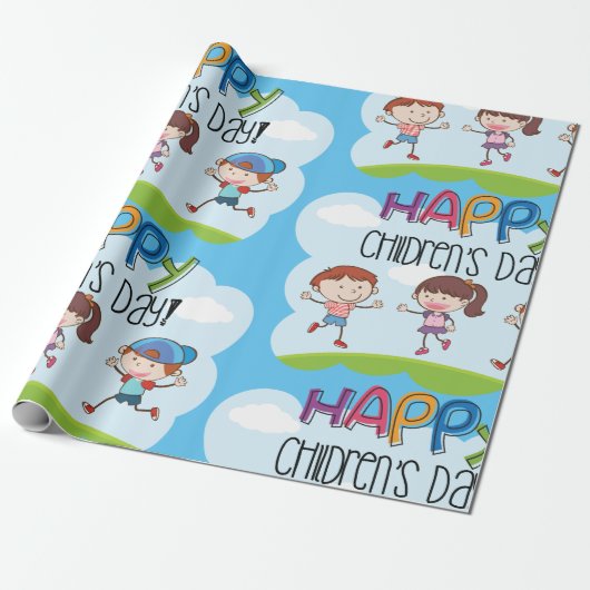Happy Childrens Dag Cadeaupapier (Uitgerold)