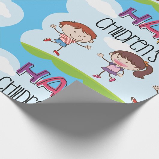 Happy Childrens Dag Cadeaupapier (Hoek)