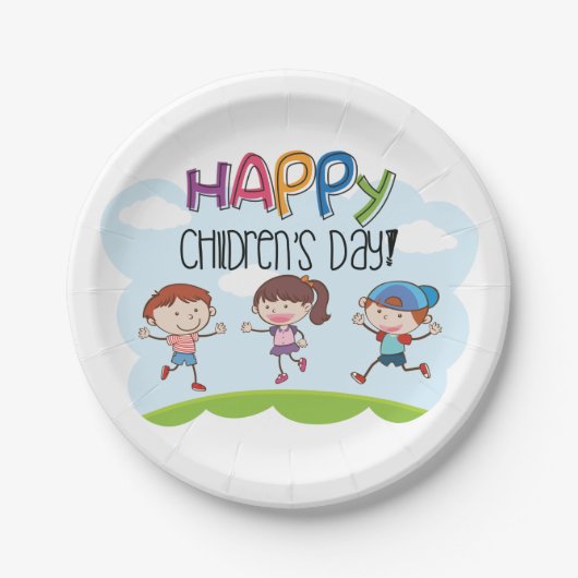 Happy Childrens Dag Papieren Bordje (Voorkant)