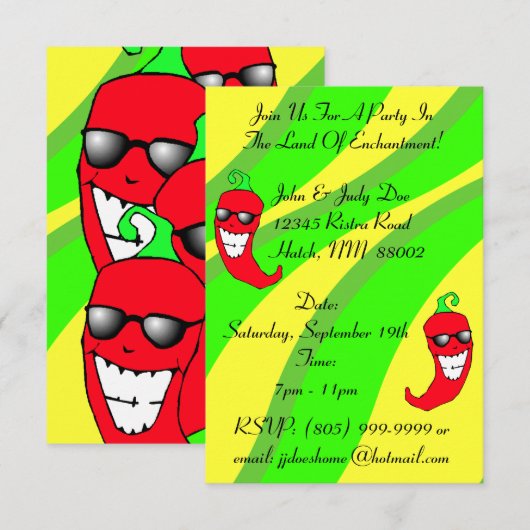 Happy Chiles Pepper Ristra Chili peppers NM met th Kaart (Voorkant / Achterkant)