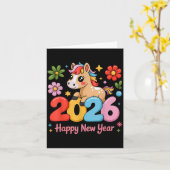 Happy Chinese Lunar New Year 2026 Year Of The Fire Kaart (Gele Bloem)