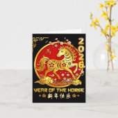 Happy Chinese Lunar New Year Horse Zodiac Year Of  Kaart (Gele Bloem)
