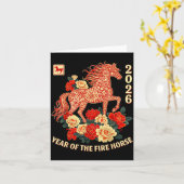 Happy Chinese Lunar New Year Of The Horse 2026 Kid Kaart (Gele Bloem)