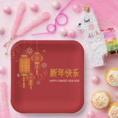 Happy Chinese Lunar Nieuwjaar Papieren Bordje (Feest)