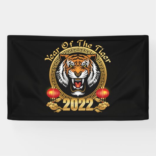 Happy Chinese New Year 2022 Year of the Tiger Spandoek (Horizontaal)