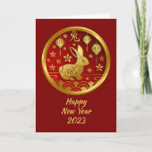 Happy Chinese New Year 2023 Rabbit Greeting Kaart (Voorkant)