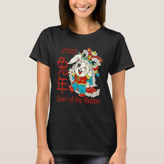 Happy Chinese New Year 2023 Year of the Rabbit Dra T-shirt (Voorkant)