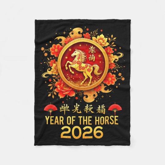 Happy Chinese New Year 2026 Lunar Year Of The Hors Fleece Deken (Voorkant)