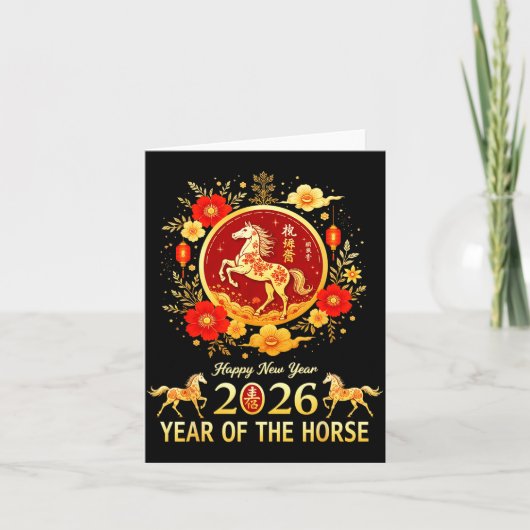 Happy Chinese New Year 2026 Lunar Year Of The Hors Kaart (Voorkant)