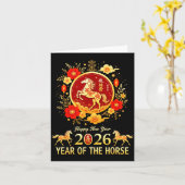 Happy Chinese New Year 2026 Lunar Year Of The Hors Kaart (Gele Bloem)