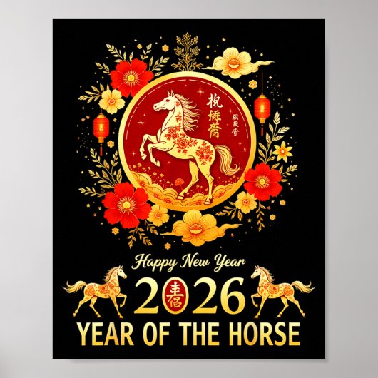 Happy Chinese New Year 2026 Lunar Year Of The Hors Poster (Voorkant)