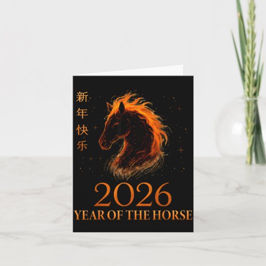 Happy Chinese New Year 2026 Year Of The Horse Flam Kaart (Voorkant)
