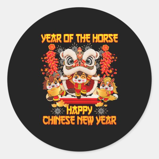 Happy Chinese New Year 2026 Year Of The Horse Kid  Ronde Sticker (Voorkant)