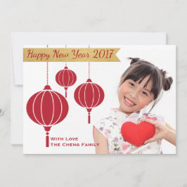 Happy Chinese New Year Editable Holiday Photo Card Feestdagenkaart