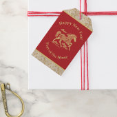 Happy Chinese New Year of Horse Elegant Gold Red  Cadeaulabel