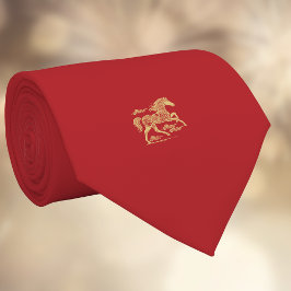 Happy Chinese New Year of Horse Elegant Gold Red  Stropdas