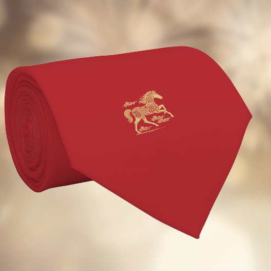 Happy Chinese New Year of Horse Elegant Gold Red Stropdas