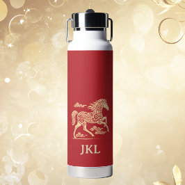 Happy Chinese New Year of Horse Elegant Gold Red Waterfles