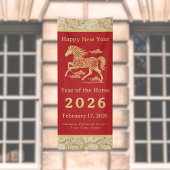 Happy Chinese New Year of Horse Vertical Gold Red  Spandoek