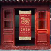 Happy Chinese New Year of Horse Vertical Gold Red  Spandoek