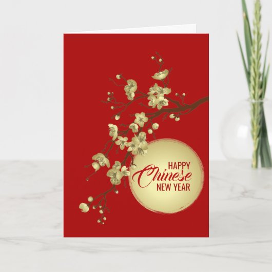 Happy Chinese New Year Sakura en Sun Kaart (Voorkant)