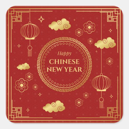 Happy Chinese New Year Vierkante Sticker (Voorkant)