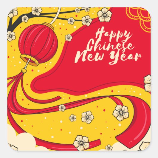 Happy Chinese New Year Vierkante Sticker (Voorkant)