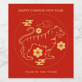 Happy Chinese New Year (Year of the Tiger) Wijn Etiket (Enkel label)