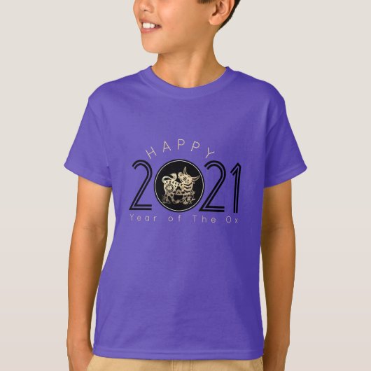 Happy Chinese Ox Nieuwjaar 2021 kind T T-shirt (Voorkant)