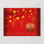Happy Chinese Rabbit New Year 2023 Blossom HPostC Feestdagenkaart (Voorkant)