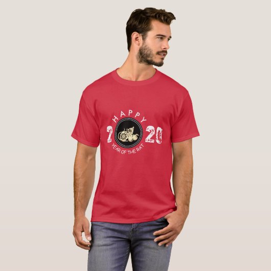 Happy Chinese Rat Nieuwjaar 2020 Mannen T-shirt 2 (Voorkant volledig)