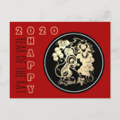 Happy Chinese Rat Nieuwjaar 2020 Paper-cut 3 HHP Aankondigingskaart (Voorkant)