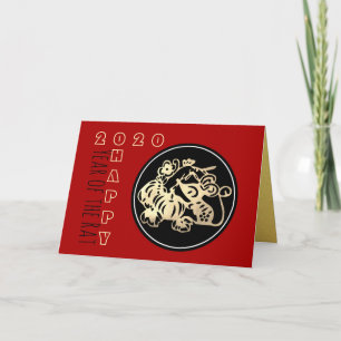 Happy Chinese Rat Nieuwjaar 2020 Papier-cut 1 HGC Kaart