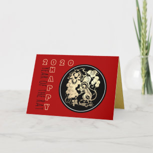 Happy Chinese Rat Nieuwjaar 2020, papiersnit 3 HGC Kaart