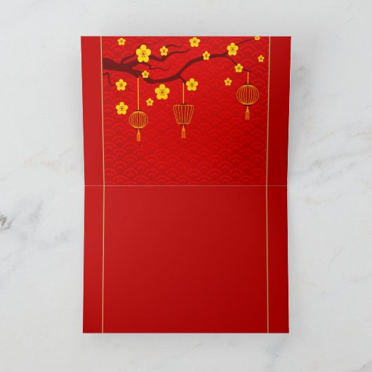 Happy Chinese Tiger nieuwjaar 2022 bloesems HGC Feestdagen Kaart (Binnen)