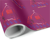 Happy Chistmas magenta Cadeaupapier (Rol Hoek)