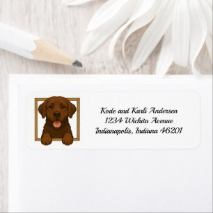 Happy Chocolate Labrador Retriever Retouradres Etiket