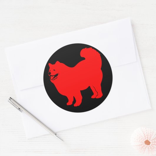 Happy Chow (rood) Ronde Sticker (Envelop)