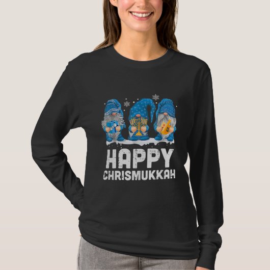 Happy Chrismukkah 2021 met Menorah Dreidel Gnome T-shirt (Voorkant)