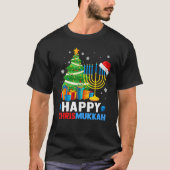 Happy Chrismukkah Christmas Tree Menorah Chanukah  T-shirt (Voorkant)