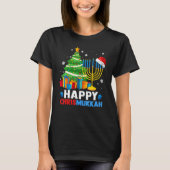 Happy Chrismukkah Christmas Tree Menorah Chanukah  T-shirt (Voorkant)