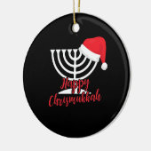 Happy Chrismukkah Funny Hanukkah en Kerstmis Keramisch Ornament (Links)