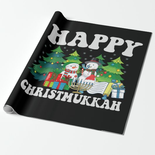 Happy Chrismukkah Funny Hanukkah kerstcadeau Cadeaupapier (Uitgerold)