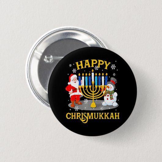 Happy Chrismukkah Funny Hanukkah Kerstjood Ronde Button 5,7 Cm (Voorkant /achterkant)