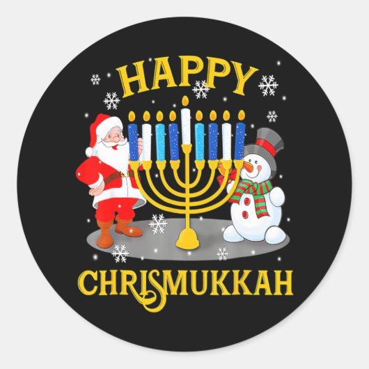 Happy Chrismukkah Funny Hanukkah Kerstjood Ronde Sticker (Voorkant)