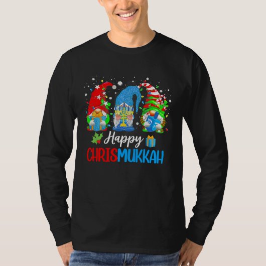 Happy Chrismukkah Gnomes Merry Christmas Hanukkah T-shirt (Voorkant)